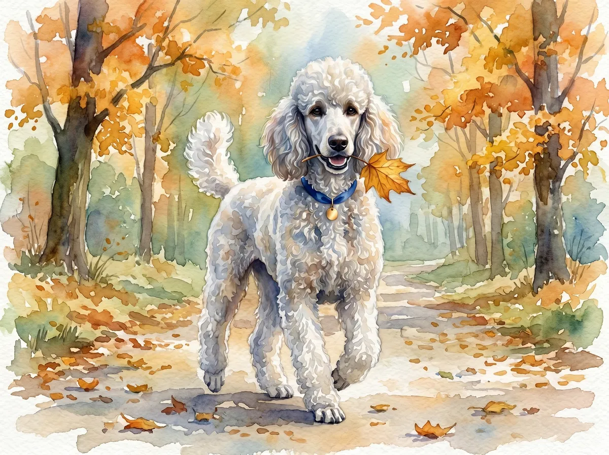 Poodle watercolor calendar month 9